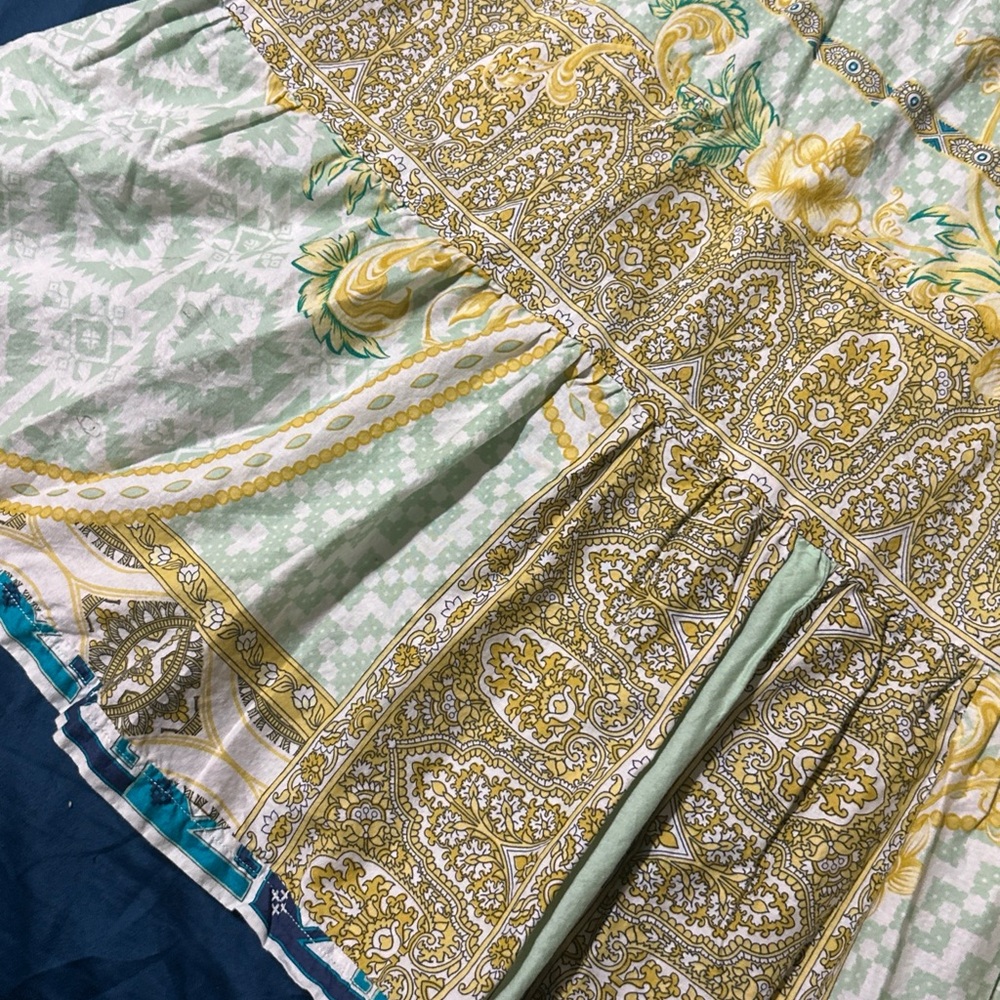 Bohemian Style Women’s M Tiered Mini Dress Tunic Paisley Floral Handmade Unique - Picture 8 of 11